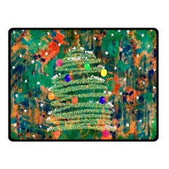 Watercolour Christmas Tree Painting Double Sided Fleece Blanket (small)  by Simbadda