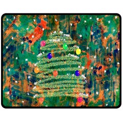 Watercolour Christmas Tree Painting Double Sided Fleece Blanket (medium)  by Simbadda