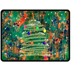 Watercolour Christmas Tree Painting Double Sided Fleece Blanket (large)  by Simbadda