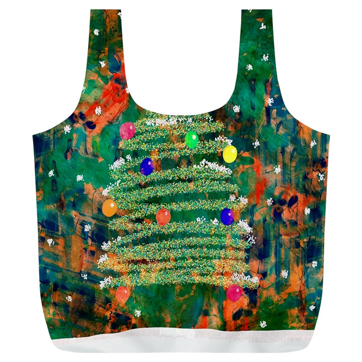 Watercolour Christmas Tree Painting Full Print Recycle Bags (L) 