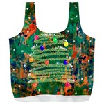 Watercolour Christmas Tree Painting Full Print Recycle Bags (L)  Back