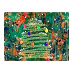 Watercolour Christmas Tree Painting Double Sided Flano Blanket (Mini)  35 x27  Blanket Front