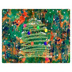 Watercolour Christmas Tree Painting Double Sided Flano Blanket (medium)  by Simbadda