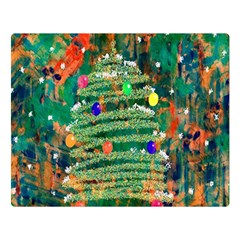 Watercolour Christmas Tree Painting Double Sided Flano Blanket (large)  by Simbadda