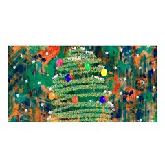 Watercolour Christmas Tree Painting Satin Shawl by Simbadda