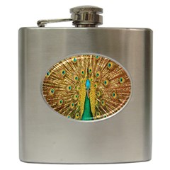 Peacock Bird Feathers Hip Flask (6 Oz) by Simbadda