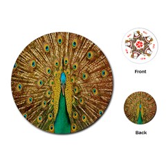 Peacock Bird Feathers Playing Cards (round)  by Simbadda