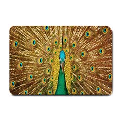 Peacock Bird Feathers Small Doormat  by Simbadda