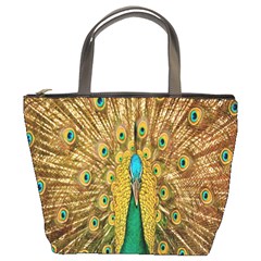 Peacock Bird Feathers Bucket Bags by Simbadda