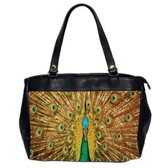 Peacock Bird Feathers Office Handbags (2 Sides)  by Simbadda