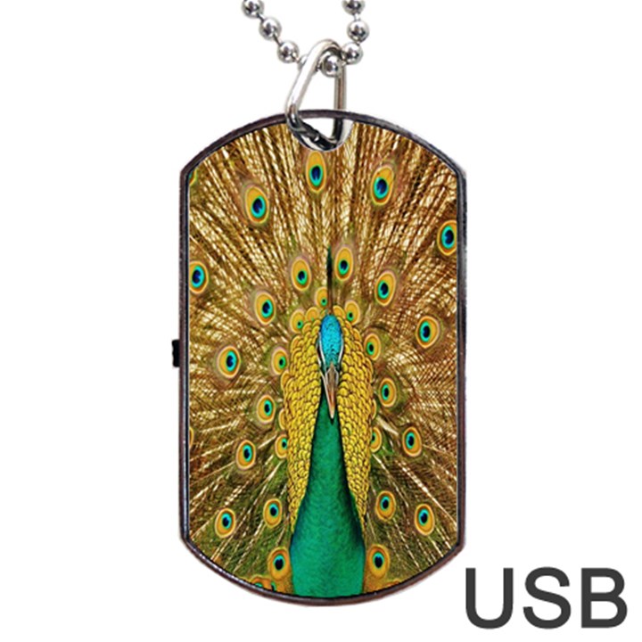 Peacock Bird Feathers Dog Tag USB Flash (One Side)