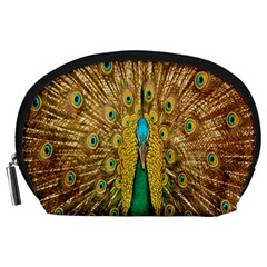 Peacock Bird Feathers Accessory Pouches (large)  by Simbadda