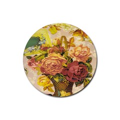 Victorian Background Rubber Round Coaster (4 Pack)  by Simbadda