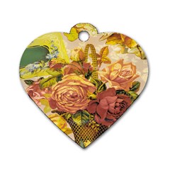 Victorian Background Dog Tag Heart (one Side) by Simbadda