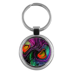 Peacock Feather Rainbow Key Chains (round)  by Simbadda