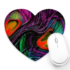 Peacock Feather Rainbow Heart Mousepads by Simbadda