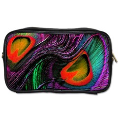 Peacock Feather Rainbow Toiletries Bags 2-side by Simbadda