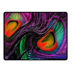 Peacock Feather Rainbow Double Sided Fleece Blanket (small)  by Simbadda