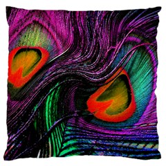 Peacock Feather Rainbow Standard Flano Cushion Case (one Side) by Simbadda