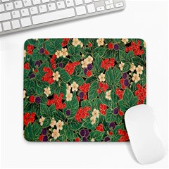 Berries And Leaves Large Mousepads by Simbadda