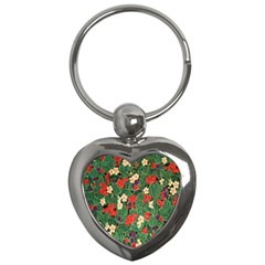 Berries And Leaves Key Chains (heart)  by Simbadda