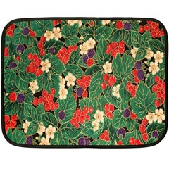 Berries And Leaves Double Sided Fleece Blanket (mini)  by Simbadda