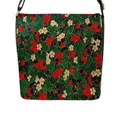 Berries And Leaves Flap Messenger Bag (l)  by Simbadda