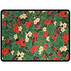 Berries And Leaves Double Sided Fleece Blanket (large)  by Simbadda