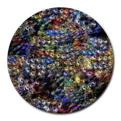 Multi Color Peacock Feathers Round Mousepads by Simbadda