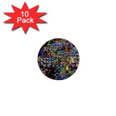 Multi Color Peacock Feathers 1  Mini Buttons (10 Pack)  by Simbadda