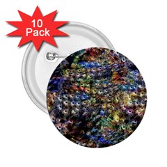 Multi Color Peacock Feathers 2 25  Buttons (10 Pack)  by Simbadda