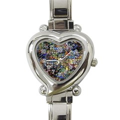 Multi Color Peacock Feathers Heart Italian Charm Watch by Simbadda