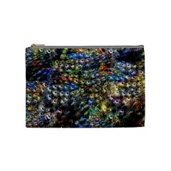 Multi Color Peacock Feathers Cosmetic Bag (medium)  by Simbadda