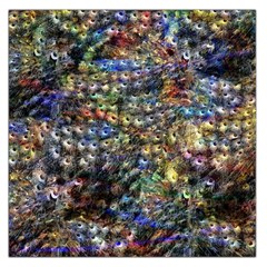 Multi Color Peacock Feathers Large Satin Scarf (square) by Simbadda