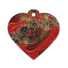 Red Gold Black Background Dog Tag Heart (two Sides)