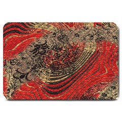 Red Gold Black Background Large Doormat  by Simbadda