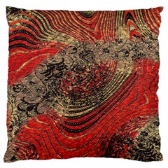 Red Gold Black Background Large Flano Cushion Case (one Side) by Simbadda