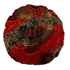 Red Gold Black Background Large 18  Premium Flano Round Cushions by Simbadda