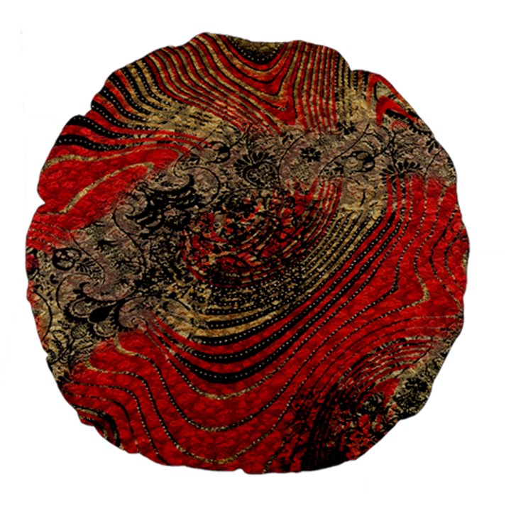 Red Gold Black Background Large 18  Premium Flano Round Cushions