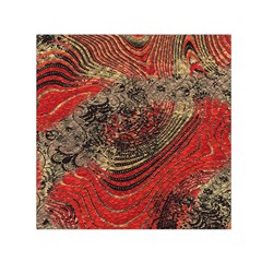 Red Gold Black Background Small Satin Scarf (square) by Simbadda