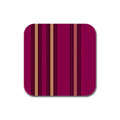 Stripes Background Wallpaper In Purple Maroon And Gold Rubber Square Coaster (4 Pack)  by Simbadda