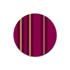 Stripes Background Wallpaper In Purple Maroon And Gold Rubber Round Coaster (4 Pack)  by Simbadda