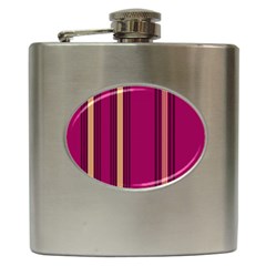 Stripes Background Wallpaper In Purple Maroon And Gold Hip Flask (6 Oz) by Simbadda