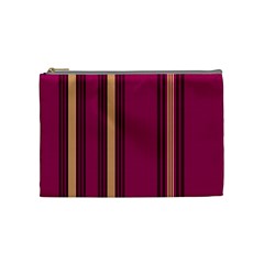 Stripes Background Wallpaper In Purple Maroon And Gold Cosmetic Bag (medium)  by Simbadda