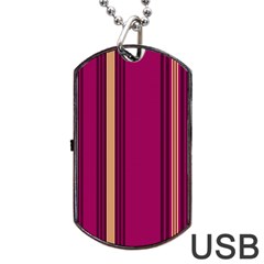 Stripes Background Wallpaper In Purple Maroon And Gold Dog Tag Usb Flash (one Side) by Simbadda