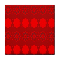 Red Flowers Velvet Flower Pattern Tile Coasters by Simbadda