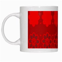 Red Flowers Velvet Flower Pattern White Mugs by Simbadda