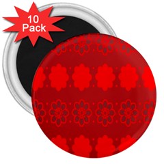 Red Flowers Velvet Flower Pattern 3  Magnets (10 Pack)  by Simbadda