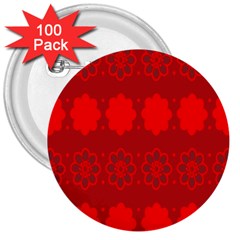 Red Flowers Velvet Flower Pattern 3  Buttons (100 Pack)  by Simbadda