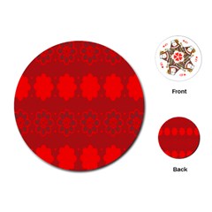 Red Flowers Velvet Flower Pattern Playing Cards (round)  by Simbadda